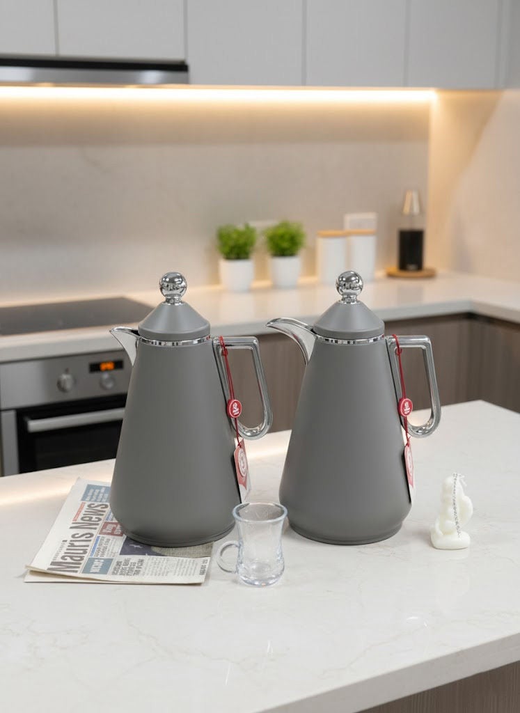 REEM 2-Piece Tea/Coffee Flask Set Grey/Silver 0.7 Liter & 1.0 Liter - Image 1